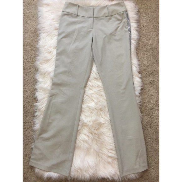 Cache Pants - Cache Light Gray Sequins Embellished Pants - NEW